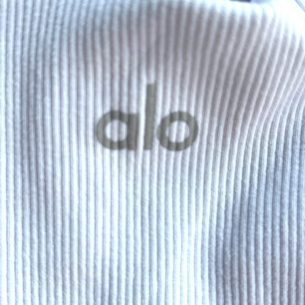Alo Yoga Elevate Rib Tank White L Criss Cross Built In Bra Workout Top, Large - Picture 6 of 8
